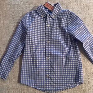 NWT Gingham Perf Whale Button Up